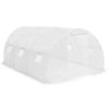 White PE Mesh Walk In Greenhouse 145 ft² Galvanized Steel Frame Outdoor Plant Shelter