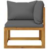 Garden Bench Dark gray cushions, Natural wood