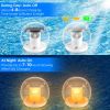 2 Pack solar floating pool lights with flame stake design, IP67 waterproof, 3 color modes globe lights for pool, garden, and patio.