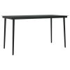 Black Steel Garden Dining Table With Tempered Glass Top Outdoor Patio Table