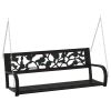 Garden Swing Bench Black Steel and Plastic Medium
