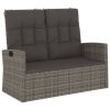 Grey PE Rattan Garden Bench 46.5 x 24.4 x 37.4 Inch Outdoor Patio Seating Bench