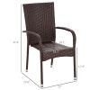 Stackable PE Rattan Outdoor Dining Chairs with Cushions Armrests Patio Wicker Chairs