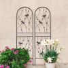 4 Pack Metal Garden Trellis Rustproof Climbing Plant Support Black Decorative Outdoor Panels