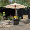 Patio Square Wicker Side Table with Umbrella Hole Outdoor Coffee Table