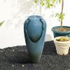 30.7 Inch High Concrete Jar Water Fountain with LED Light and Pump Indoor Outdoor Garden Decor Fountain