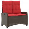 Brown PE Rattan Reclining Garden Bench Adjustable Patio Seating