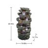40.5 Inch Outdoor Rock Water Fountain with LED Lights