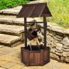 Garden Rustic Wishing Well Wooden Water Fountain with Pump Outdoor Decorative Water Feature