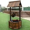 Garden Rustic Wishing Well Wooden Water Fountain with Pump Outdoor Decorative Water Feature