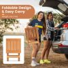 Folding Compact Side Table with Slatted Tabletop – Portable Outdoor Patio End Table for Garden, Balcony, Porch & Camping Use