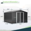 10x10 FT Metal Storage Shed with Lockable Doors Outdoor Tool Shed