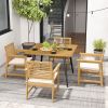 4-Person Acacia Wood Outdoor Dining Table Garden Poolside Backyard Patio Table