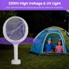 3-in-1 electric bug zapper racket with 90° rotating head, handheld mosquito swatter