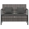 Grey PE Rattan Garden Bench Medium Outdoor Rectangular Patio Seating