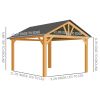 11x13 FT Hardtop Gazebo with Wooden Frame Metal Roof