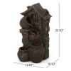23.5 Inch High ALFRED 4-Tier Outdoor Fountain Brown Gray with LED Light Waterfall Garden Water Feature