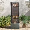 39.3 Inch Outdoor Waterfall Fountain LED Lights Modern Patio Garden Home Office Decor