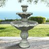 39.3 Inch Outdoor Concrete Water Fountain with Submersible Pump Patio Yard Lawn Home Decor