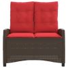 Brown PE Rattan Reclining Garden Bench Adjustable Patio Seating