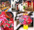 Traditional Painted Flowers Chinese Cloth Lantern Hanging Decorative Lantern for Spring Festival Home and Garden Decor