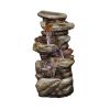 29.9 Inch Rock Water Fountain with LED Lights Outdoor Garden Patio Waterfall Fountain