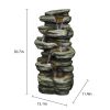 30.7 Inch Outdoor Water Fountain LED Lights Garden Patio Waterfall Fountain Decor