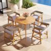 5 Piece Patio Dining Set Cushions PE Rattan Backrest Outdoor Garden Backyard Furniture