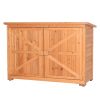 Fir Wooden Outdoor Storage Cabinet with Double Doors Garden Shed