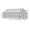 20x8 Aluminum Walk In Greenhouse Polycarbonate Kit Adjustable Roof Vent Sliding Door Clear
