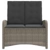 Reclining Bench Grey PE Rattan 2-Seater Outdoor Adjustable Patio Seating Bench