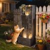 40" Tall Outdoor Waterfall Fountain with LED Lights and Planter, 3-Tier Cascading Waterfall Feature with Pump, Dark Gray