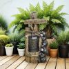 22.8 Inch 3-Tier Resin Bears on Log Outdoor Water Fountain Waterfall Fountain with LED Lights and Pump Garden Decor