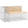 Garden Bench Natural Wood Solid Pine Wood, Galvanized Steel Large