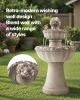 VEVOR 36.5 Inch Outdoor Water Fountain 2 Tier Rock Base Fiberglass Resin Fountain with Pump Garden Patio Decor