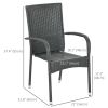 Stackable Rattan Outdoor Dining Chair with Cream White Cushions Patio Seating Chair