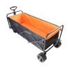 Large Capacity Folding Wagon Cart with Extra Long Extended Design Orange/Black