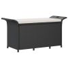 Black PE Rattan Garden Bench Outdoor Patio Wicker Style Seating
