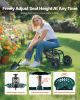 VEVOR Rolling Garden Cart Swivel Seat with Storage Basket Heavy Duty 300 lb Capacity