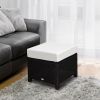 20 Inch PE Rattan Outdoor Ottoman Footrest with Cushion Steel Frame