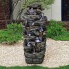 47.2 Inch Rock Outdoor Water Fountain LED Lights Patio Yard Garden Decor