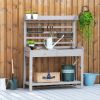 Garden Potting Bench Table Grey with Metal Sieve Screen & Removable Sink