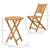 3-Piece Patio Bistro Set Folding Acacia Wood – Outdoor Square Table & 2 Chairs set