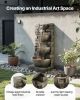 VEVOR 35.6 Inch Outdoor Water Fountain 4 Tier Cascading Waterfall Fountain with LED Light Pump Garden Patio Decor
