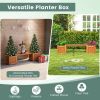 Wood Planter Box with Bench Outdoor Raised Garden Seating Combo