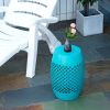 12.5 Inch Steel Outdoor Round Side Table Blue