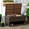 Outdoor PE Rattan Deck Box Patio Storage Chest with Liner Brown