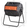 Tumbling Compost Bin Outdoor 360Â° Dual Chamber Rotating Composter 43 Gallon, Orange