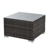 4 Piece Outdoor Patio Furniture Set PE Wicker Sofa Set Tempered Glass Coffee Table