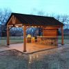 11x13 FT Hardtop Gazebo with Wooden Frame Metal Roof